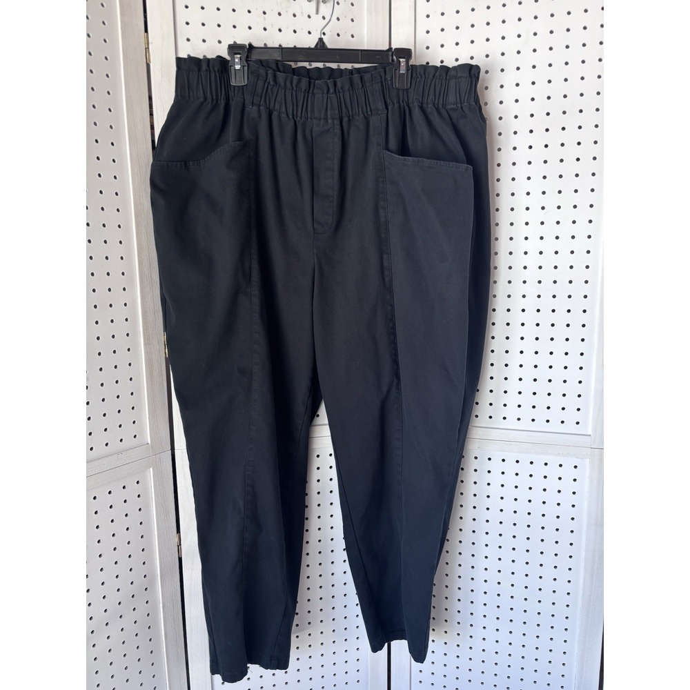 Ava & Viv Women's 2X Black Pull On Chino Straight Leg Pants Cotton Lyocell‎